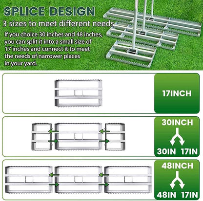 Lawn Leveling Rake, 30in | Double Side can Switch, with 20pc Marking Flags to Mark Low Spot, Stainless + Powder-Coat, FLAT Level Soil/Dirt/Compost on Lawn, SERRATED Rake Dead Grass/Ruts/Gravel on Yard