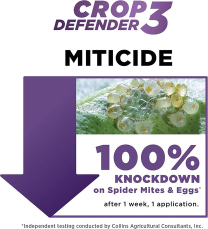 Grower's Ally Crop Defender 3 Concentrate 1 qt | Natural, Safe & Organic Insecticide & Fungicide Control for Plants - Powdery Mildew, Spider Mites & Russet Mite Killer – Makes 100 Gallons