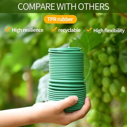 80 Feet Soft Plant Ties - Green Twist Ties with 20 PCS Clips, Gardening Supplies for Plants & Home Organization - 3mm Diameter