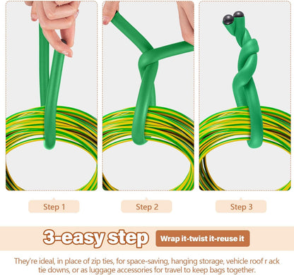 20 Pcs 17 Inch EVA Foam Twist Rubber Ties Reusable Bendable Cable Tie Straps Flexible Heavy Duty Twisty Ties for Organizing Cords Bundling (Green)