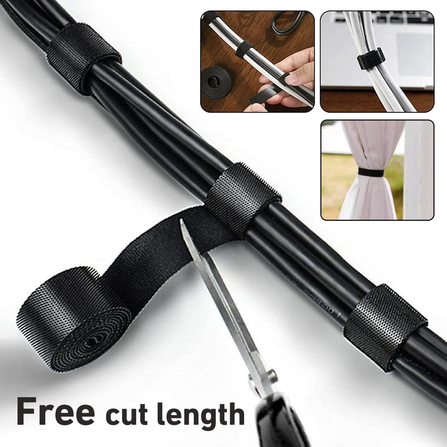 100ft x1/2 in Hook and Loop Roll, Hitotsu Reusable Fastening Tape Cable Ties, Self-Gripping Multi-Purpose Wrap Fasteners for Cord Manage,Home, Office, Electrical Cords, Data Center, Black