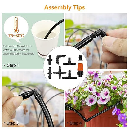 280 PCS Drip irrigation Parts,Drip System Parts,1/4 Inch Drip Irrigation Barbed Connectors (Nozzles, Nozzle Tees, Single Barbs, Couplings, Tees, Elbows, Plugs, Crosses) for Garden System