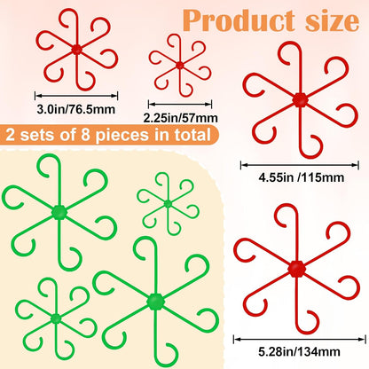 8PCS Plant Stem Support, 4 Sizes Climbing Houseplant Stem Holders, Plastic Reusable Flower Trellis Stem Hook Plant Care Growth Accessories for Flower Plants Indoor Outdoor- Green, Red