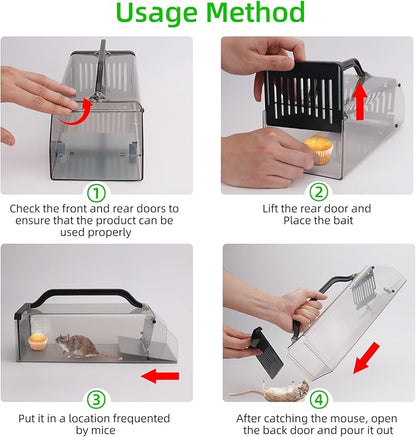 2025 Humane Mouse Trap Indoor Animal Humane Live Cage Trap,Sensitive Pedal Trigger,Extended Transparent Humanes Rat Trap Outdoor,Easy to Catch&Release Live Animal Trap for Rodent,Mole,Vole,Mice,Shrew