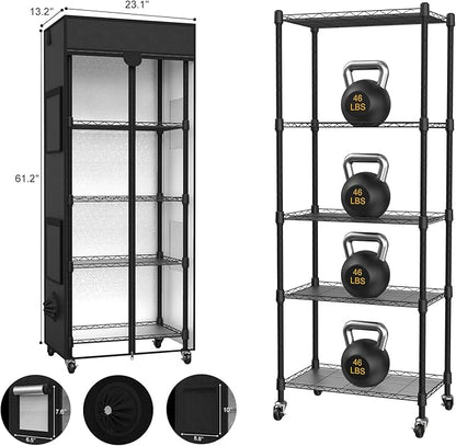 Small Greenhouse for Indoors, 5 Tier 23.1" L×13.2" W×61.2" H mini Greenhouse Outdoor, Indoor Adjustable Shelves