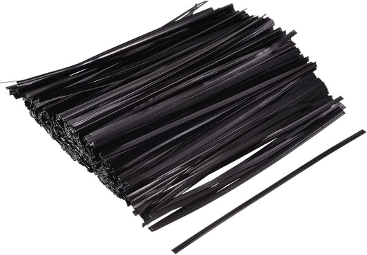 MECCANIXITY Foil Twist Ties 6" 15cm Metallic Plastic Closure Tie for Tying Bread, Candy, Cookies, Gift Bags Arts Crafts Ties Black Pack of 750