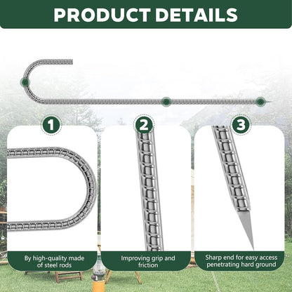 30 Pieces 12 Inch Long 1/4In Diameter Heavy Duty J Hooks,Heavy Duty Rebar Metal Fence Ground Garden Tent Stakes,Ground Spikes Anchors for Fencing,Outdoor Chicken Wire Trellis Stakes,Anti-Rust Silver