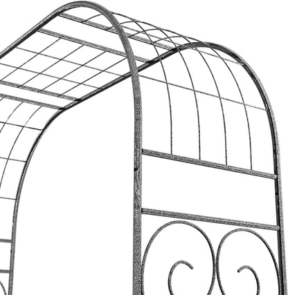 Jardineer Metal Garden Arbor,104.3-Inch Tall,Flat-Top Wrought Iron Outdoor Archway,Heavy-Duty Trellis for Climbing Plants,Perfect for Backyard Garden Entrance,Designed for Roses and Wisteria (Silver)