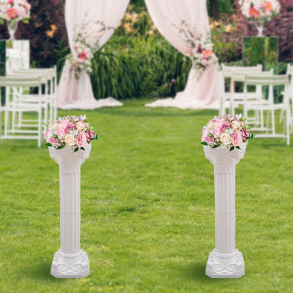 Roman Columns Wedding Column Stand Roman Pillar Plant Stand Plastic Greek Column Statue Pedestal Flower Pot Holder Decor, Wedding Event Party Elegant Decorative Column (White, 2Pcs, 10.63x34.65 Inch)