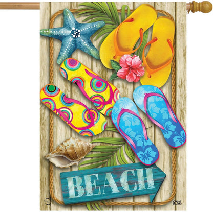 Briarwood Lane House Flag 40x28 For Outdoor Flip Flops Beach Summer For Summer House Flag