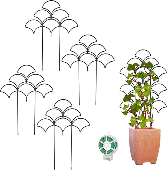Stackable Metal Trellis for Climbing Plants Outdoor & Indoor - 4 Pack Garden Trellis for Potted