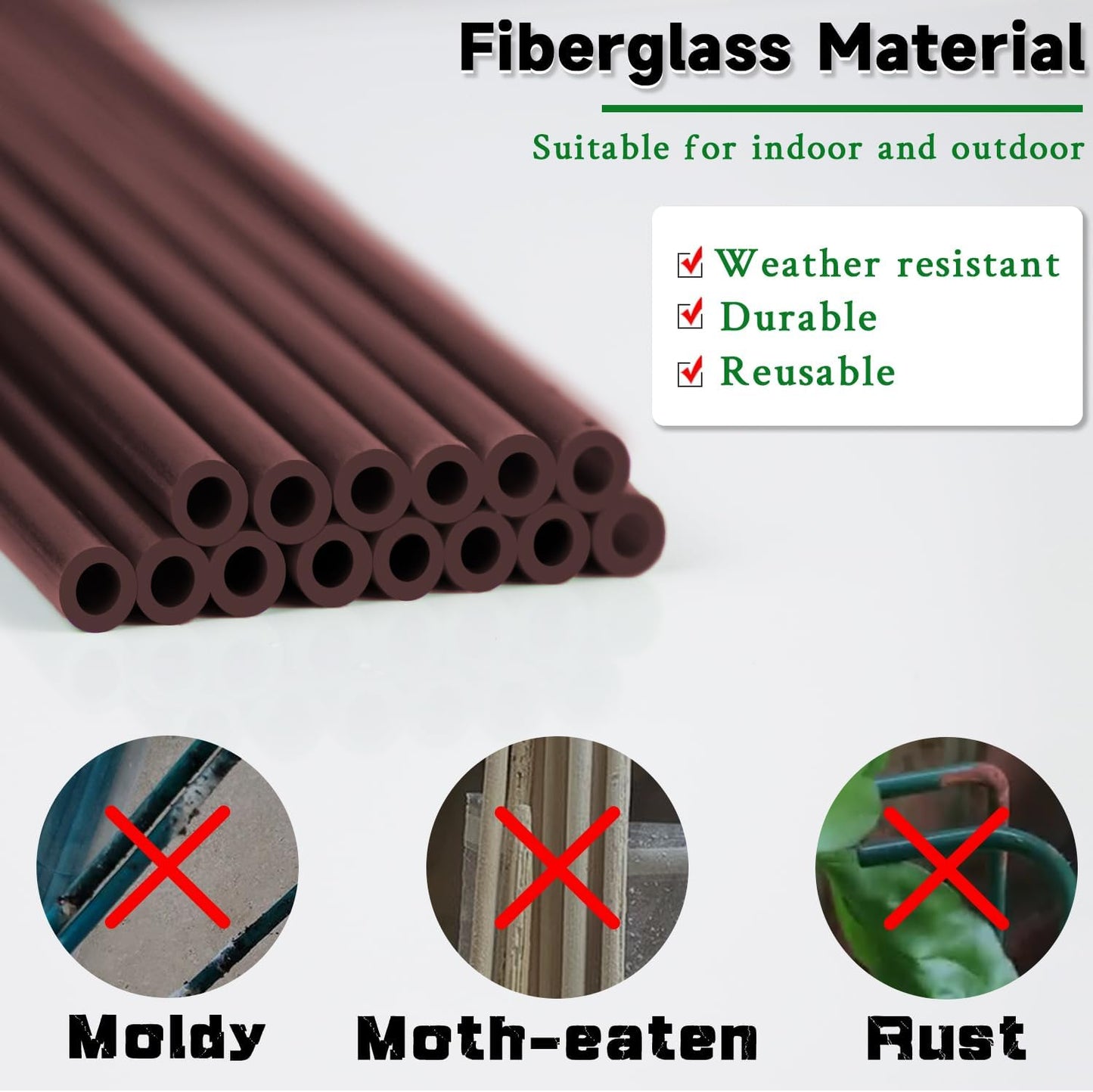 Plant Stakes 17inch &11inch SupKing 16Pcs Adjustable Flower Support Poles Brown Orchid Sticks with Clips for Indoor Outdoor Garden Potted Tomato Rose Amaryllis Vegetables Comes with 20 Ties