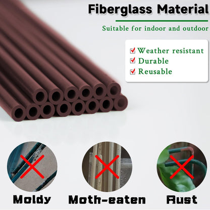 Plant Stakes 17inch &11inch SupKing 16Pcs Adjustable Flower Support Poles Brown Orchid Sticks with Clips for Indoor Outdoor Garden Potted Tomato Rose Amaryllis Vegetables Comes with 20 Ties