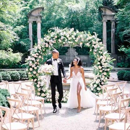 6.5FT Tall X 6.5FT Wide Metal Ring Arch for Outdoor Party Backdrop Decoration (with Ground Anchors, Screwdriver, and Instructions)