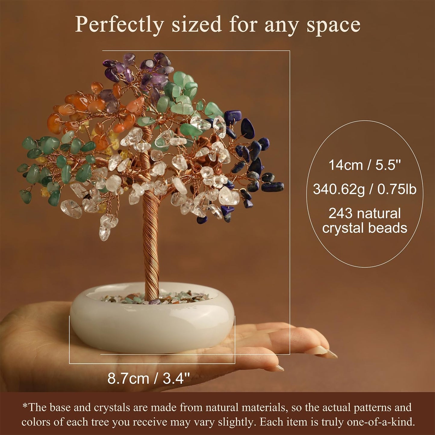 Carnelian Crystal Tree Healing Gemstone Tree with 243 Natural Crystals, Feng Shui Tree, Money Tree, Energy Decor for Home Office Desk, Spiritual Gift for Women