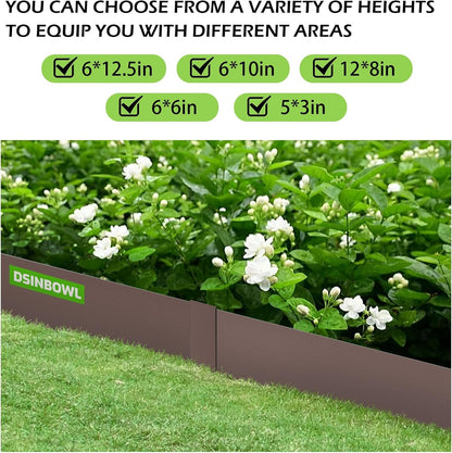 6PCS Rust Steel Landscape Edging Kit, 40" L x 6" H (20ft Total) Galvanized Steel Landscape Lawn Edging Powder for Lawn Yard, Coated Bendable Metal Strips, No-Dig Hammer-in Edging Border w/7Clips