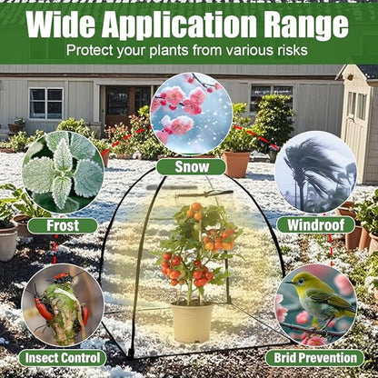 Plant Covers Freeze Protection, Clear Outdoor Garden Frost Cover, Plant Protectors from Animals, Garden cloches for Plants, Potted Fruit min Greenhouse(Transparent,2-Pack)