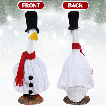 Cozypower Christmas Porch Goose Outfits Clothes for Plastic 23'' Cement Goose Duck Lawn Yard Decorations(Snowman)