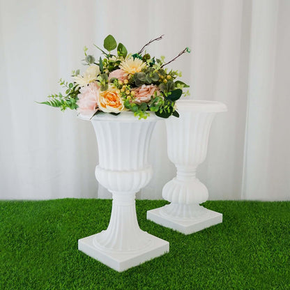 Efavormart 2 Pack - 20" PVC Urn Planter, Floral Pedestal Flower Pot White Plant Stand for Wedding, Party, Event, Home, Stage, Garden, Balcony Decoration