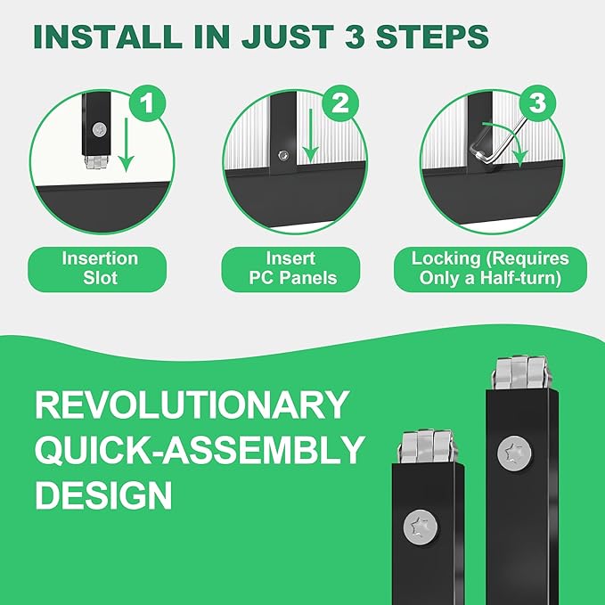 8'x10' Aluminum-Framed Polycarbonate Greenhouse, Heavy Duty Polycarbonate Greenhouse with Quick Setup Structure and Roof Vent, Large Enhanced Aluminum GreenhouseKit for Outdoors