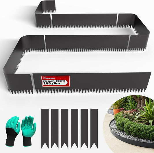 20ft. 6-Pack Galvanized Metal Edging for Landscaping - 40" L x 8" H Metal Landscape Edging with 6