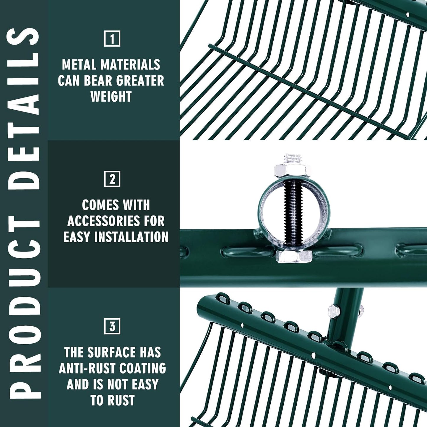 Tandefio 2 Pack Pitchfork Replacement Head Metal Horse Manure Rake Gardening Pitch Fork with Angled Tines for Horse Stall Poop Picking up(Green)