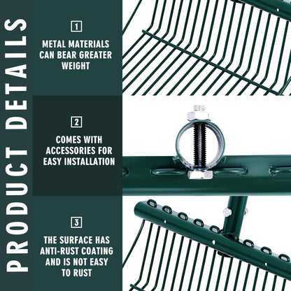 Tandefio 2 Pack Pitchfork Replacement Head Metal Horse Manure Rake Gardening Pitch Fork with Angled Tines for Horse Stall Poop Picking up(Green)
