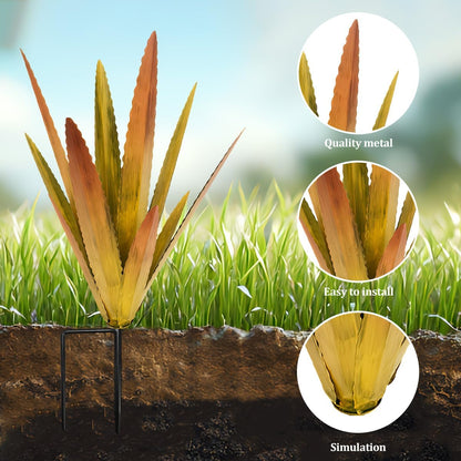 EROCK 2 Pcs Tequila Rustic Sculpture, Wind Resistant Metal Agave Plant Outdoor Home Decor, DIY Rustic Hand Painted Metal Agave Garden Art Plant Country Sculpture Statue Patio Stake Lawn Ornament Gift
