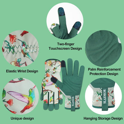 Leather-Gardening-Gloves for Women,Thorn-Proof Work-Gloves for Weeding,Digging,Planting,Pruning Yard garden Gloves