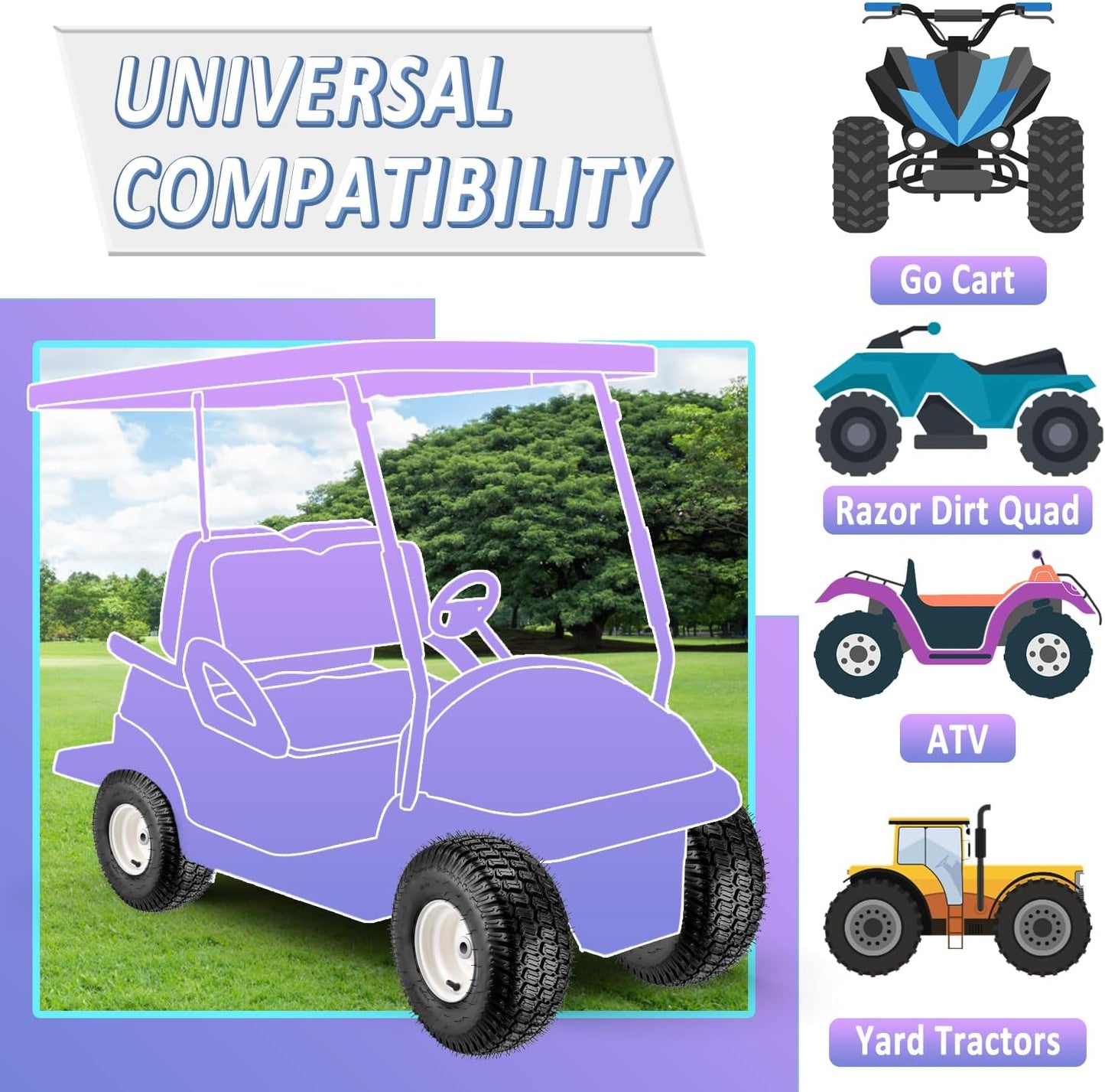 【Upgraded】15x6.00-6" Lawn Mower Tires with 3/4" Iron Bushing, 3" Offset Hub 4 Ply Heavy Duty Replacement for Craftsman Mower, Garden Lawn Tractors 2-Pack by Cenipar