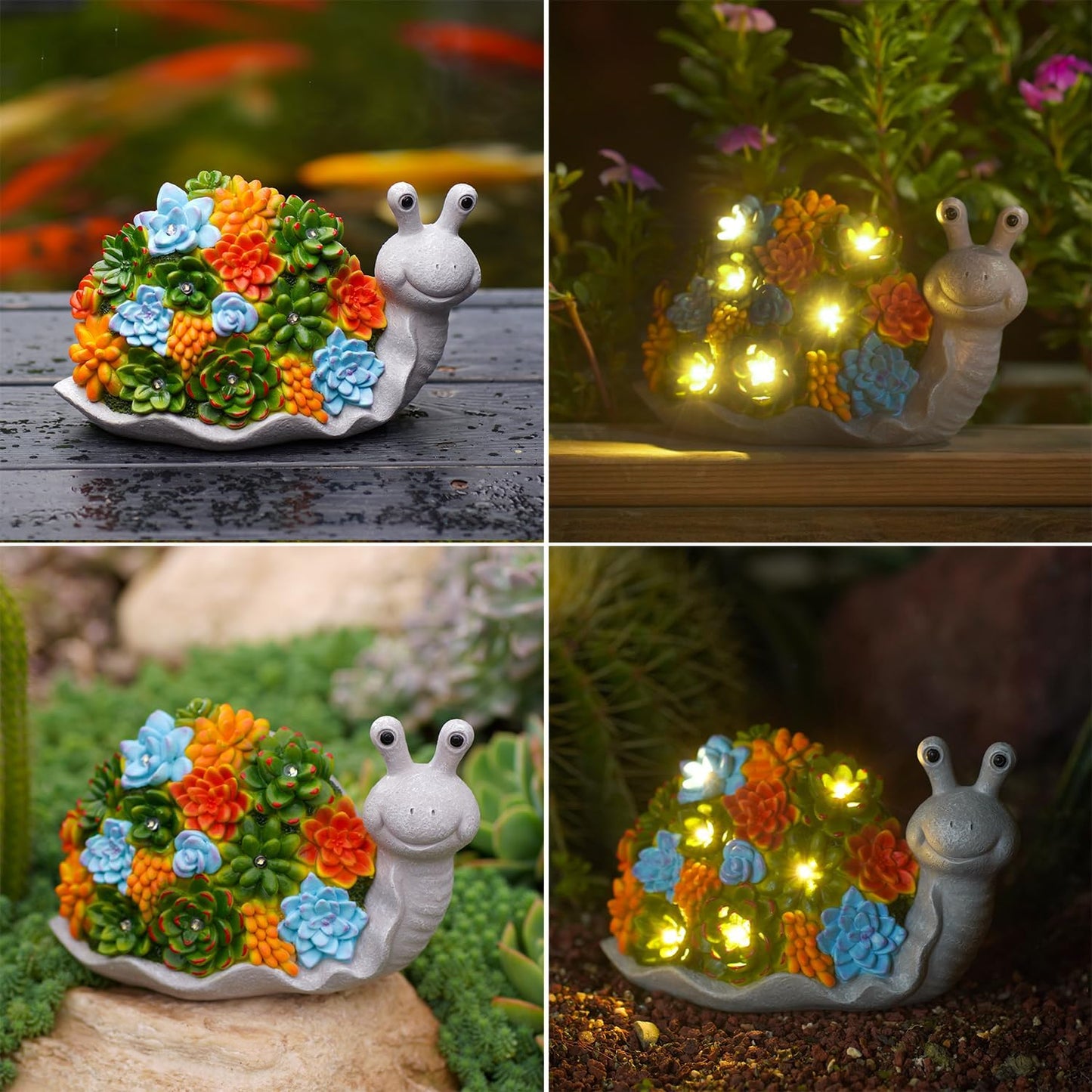 Nacome Snail Statues with Succulent for Garden Decor: Solar Outdoor Clearance Outside Yard Art Porch Patio Balcony Front Lawn Ornaments –Birthday Gifts for Mom Grandma Women