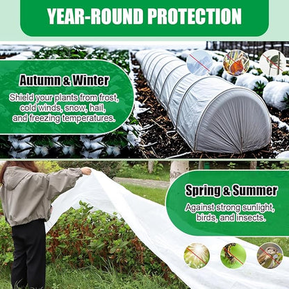 1.2 oz/yd² Plant Covers, Frost Blanket for Outdoor Garden, Shrub and Tree Protector, Floating Row Cover for Cold Weather, Vegetables, Fruit (6.6Ft x 33Ft,White)