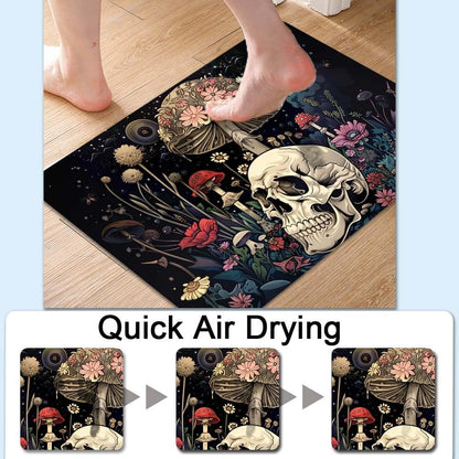 Bath Mat-Bathroom Rug，A Skull and Mushroom-Absorbent Non Slip Quick Dry Stain Resistant Easy to Clean Care Shower Rug for Bathtub Shower Room 20×31Inch (50 * 80cm)