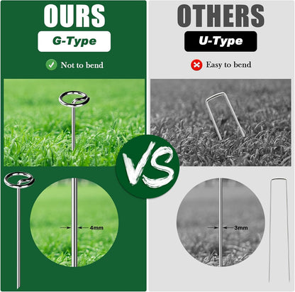 FEED GARDEN 120 Pack Landscape Staples 8 Gauge 6 Inch Galvanized Garden Stakes SOD Pins Yard Lawn Spikes for Plant Cover, Tent, Weed Barrier Fabric, Turf, Inflatable and Outdoor Decoration