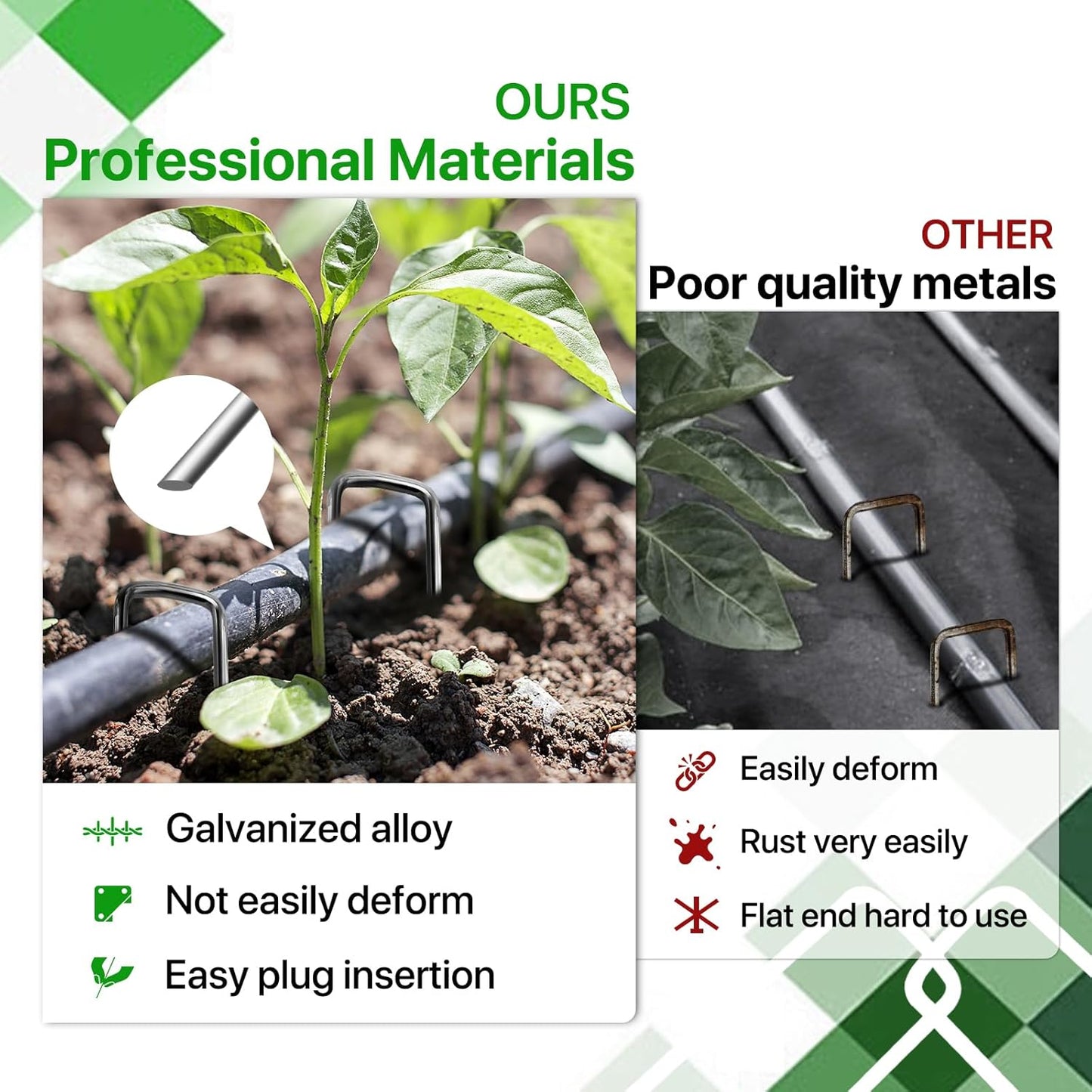4 Inches Landscape Staples,Galvanized Garden Stakes Yard Stakes Garden Staples Prefect for Weed Barrier Fabric,11 Gauge Landscape pins for Tent,Balloons, Irrigation Tube. (4 Inch 100 Pack)