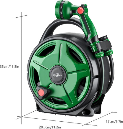 1/2" x 50FT Retractable Garden Hose Reel，With 10 Patterns Spray Nozzle，Portable Heavy Duty Garden Hose Holder for Garden Watering，Car & Patio Washing，Pet Cleaning（Green）