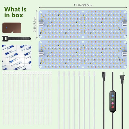 Full Spectrum Grow Lights, 24W Plant Grow Lights for Indoor Plants with Daisy Chain Function, Sunlike Spectrum, 384 LEDs and 4/8/12/16/20H Timer for Seed Starting(Pack2)