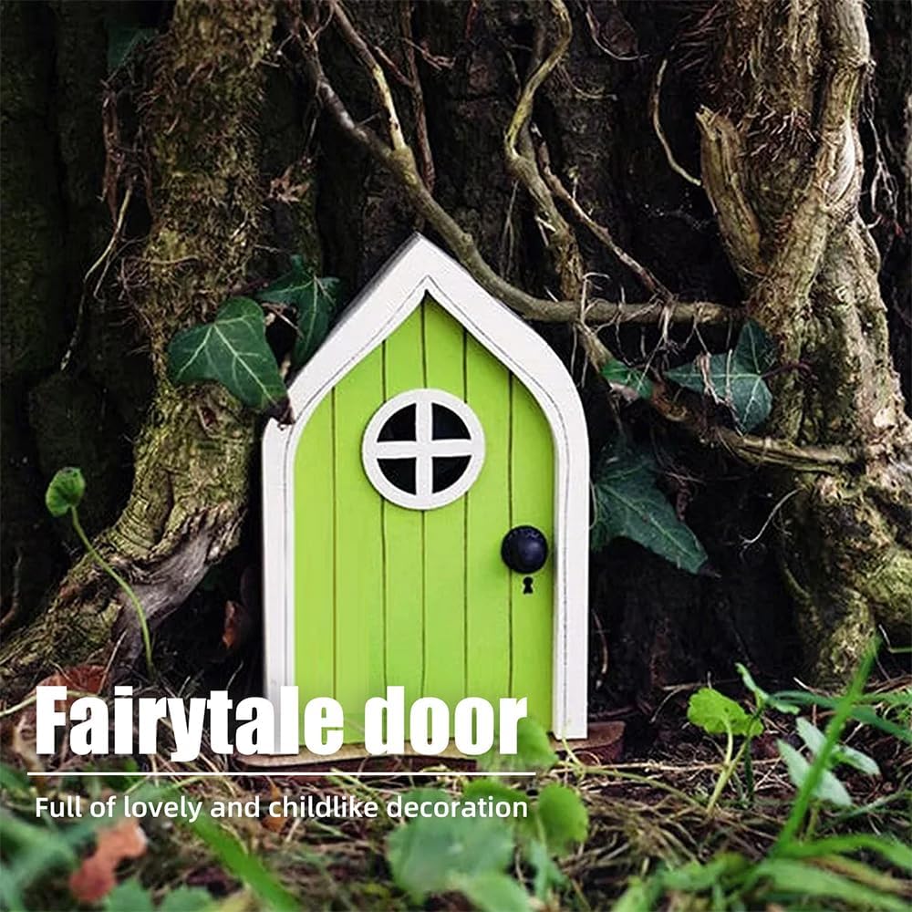 Enchanted Fairy Door for Tree Trunks - Weather-Resistant Miniature Garden Decor, 6-Piece Whimsical Outdoor Accessory Kit for Kids & Fantasy Enthusiasts (Fairy Tale Style-1)