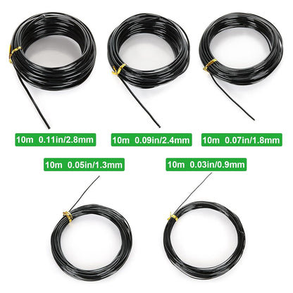 CertBuy 5 Roll Bonsai Wire 5 Size - 1.0MM, 1.5MM, 2.0MM, 2.5MM, 3.0MM Black Anodized Aluminum Bonsai Training Wire 160 Feet Total Length with Wire Cutter (Single roll Length 32 Feet)