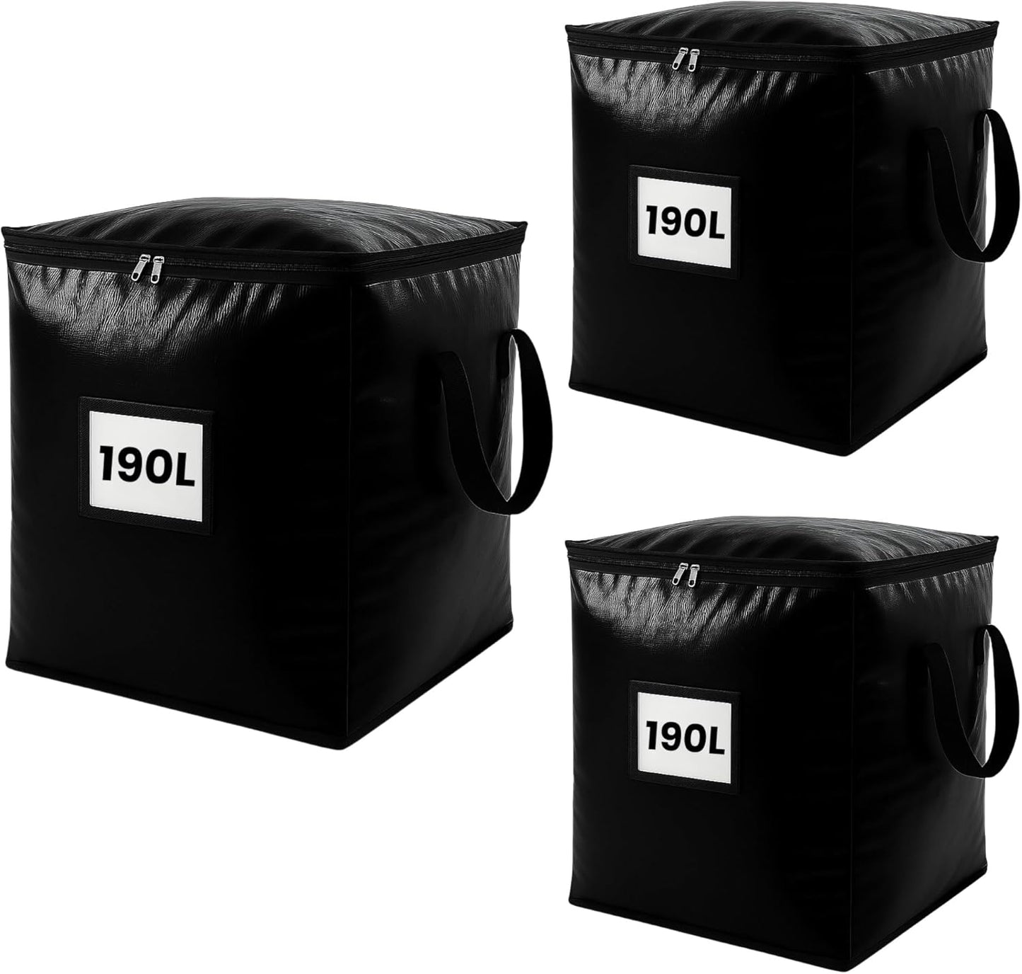 3 Pack 190L Storage Bags for Clothes, Moving Bags Heavy Duty Extra Large with Reinforced Handle, Storage Containers for Organizing Bedding, Blanket, Sheets, Pillows, Toys, Christmas Decorations
