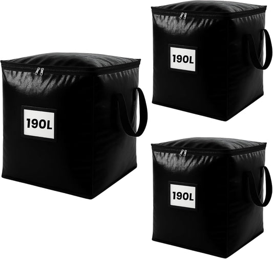 3 Pack 190L Storage Bags for Clothes, Moving Bags Heavy Duty Extra Large with Reinforced Handle, Storage Containers for Organizing Bedding, Blanket, Sheets, Pillows, Toys, Christmas Decorations