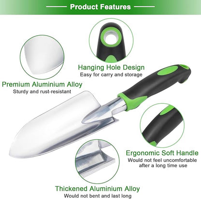 Garden Shovel Hand Trowel, Heavy Duty Hand Shovel with Ergonomic Handle,Garden Shovels for Digging, Rust Resistant Garden Spade Garden Tools for Garden Work, Green