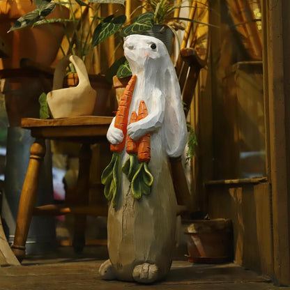ZOEJADE 26" H Rabbit Large Statue Bunny Holding Carrot Sculpture Big Resin Outdoor Statues Indoor Decor Animal Ornament for Home Garden Lawn Yard Balcony Gifts Birthday Easter Housewarming Christmas