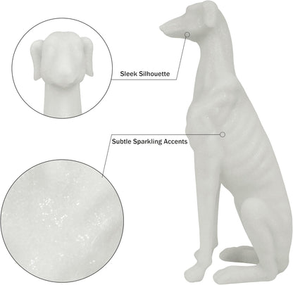 Greyhound Sculpture, White Resin Dog Statue for Home Decor, Coffee Table, Entryway Table, Bookshelf, Living Room, Gifts for Dog Lovers Housewarmings, 14.5 Inch Tall