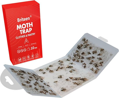 Pantry Moth Traps 10-Pack Safe and Effective for Food and Clothing- Glue Traps with Pheromones for Wool Closet Carpet Food and Cupboard K10