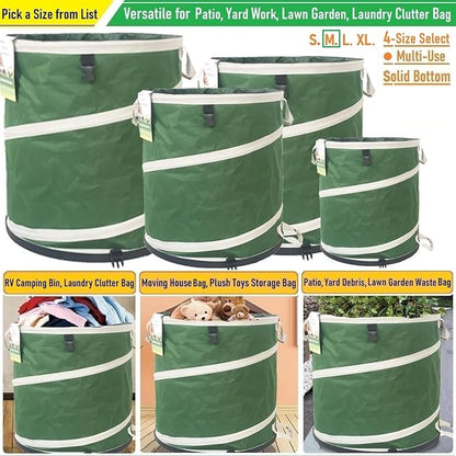 24-Gallon Collapsible Trash Can (19x21 in) Hard-Shell Bottom Yard Garden Bag for Yard Waste,Debris