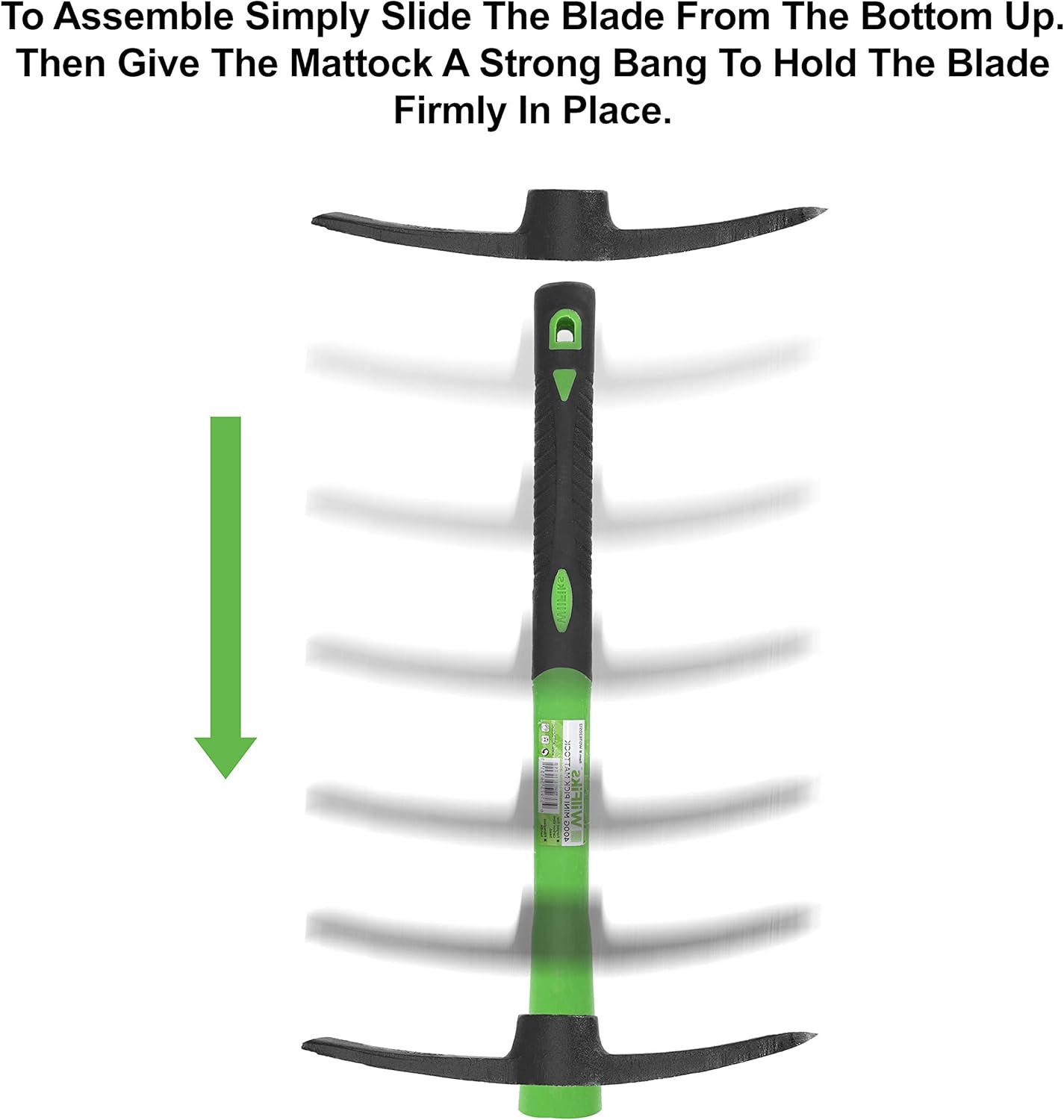 WilFiks Pick Mattock, 15" Heavy Duty Pick Axe Hand Tool with Forged Heat Treated Carbon Steel, Adze Hoe for Weeding, Prying and Digging Anti-Slip Grip, Fiberglass Ergonomic Shock Reduction Handle