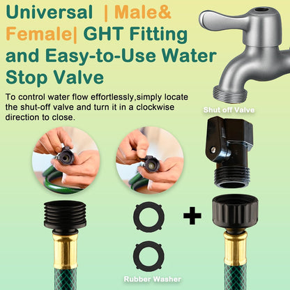 Garden Hose Leakproof for Gardener: 1/2” PVC Water Hoses with GHT Fittings - 25 FT No Kink and Flexible for Outdoor Watering