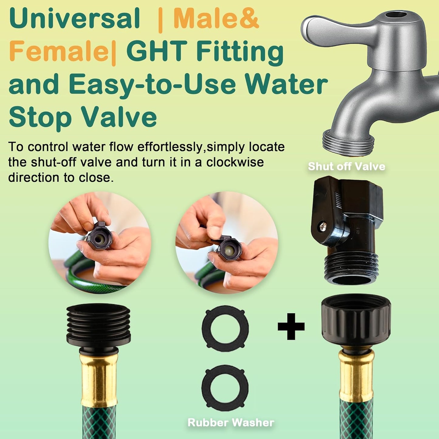 Garden Hose Leakproof for Gardener: 1/2” PVC Water Hoses with GHT Fittings - 10 FT No Kink and Flexible for Outdoor Watering