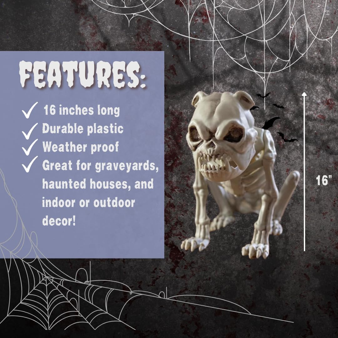 SCS Direct French Bulldog Dog Skeleton Halloween Decoration-16 Long-Weather Resistant for Indoor/Outdoor- Upgrade Your Fall Graveyard Haunted House Party Props